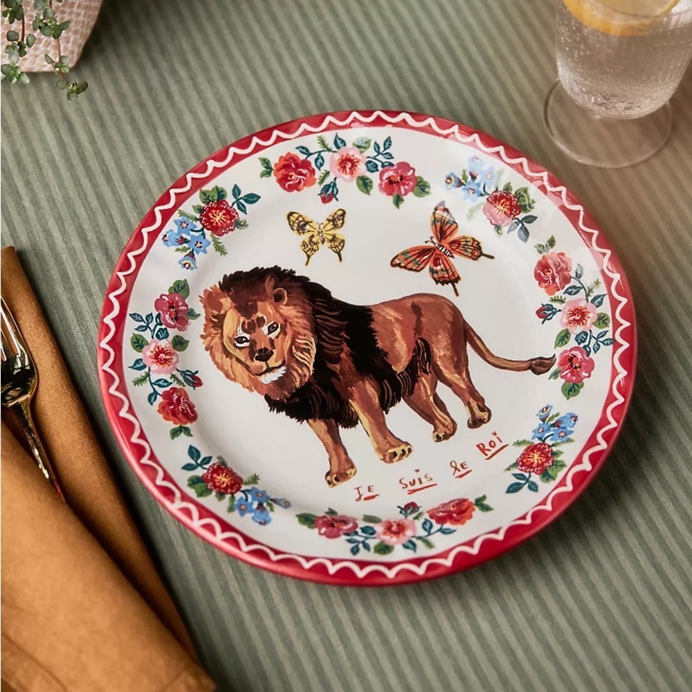 RARE Anthropologie Nathalie Lete Lion Dinner Plate - Brand New